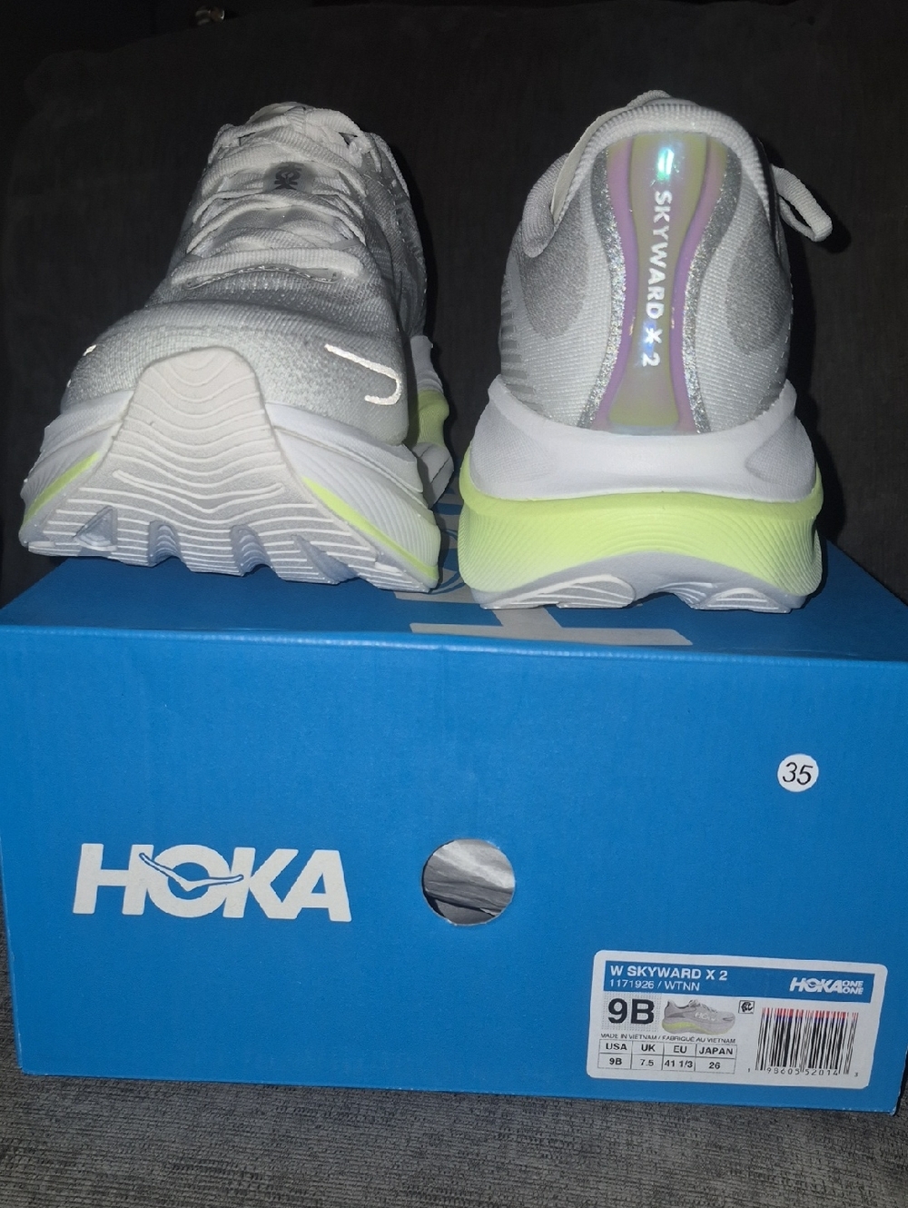 HOKA Skyward X 2 Women’s Size 9 B White Neon Yuzu Running Shoes NWT - Picture 2 of 6
